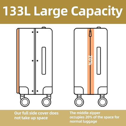 29 Inch Luggage with Expansion & Side Opening Design, 50 * 31(35)*76cm, 117L~133L Ligthweight ABS+PC Hardshell Checked Suitcase, Yellow