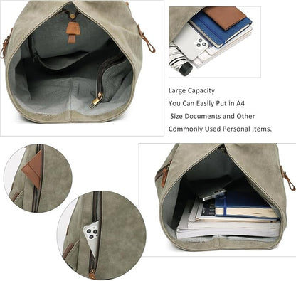 KL928 PU Leather Vintage Backpack – Large Casual Daypack Outdoor Travel Rucksack Hiking Backpacks for Men Women