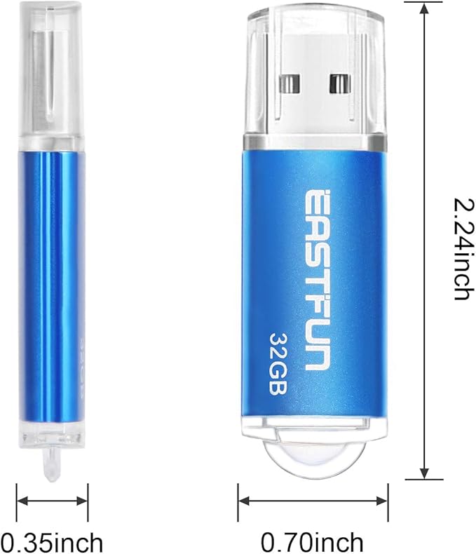 EASTFUN 32GB USB 2.0 Flash Drive Memory Stick Thumb Drive Pen Drive Jump Drive Zip Drive, 5 Pack (5 x 32GB), Colors (Gold Rose Blue Purple Green)