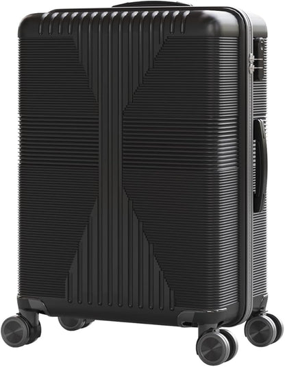 Karl home 24" Check-in Luggage, PP Hardside Checked Medium Suitcase with Wheels, Waterproof Durable Rolling Luggage with Built-in Lock for Travel Business, Black