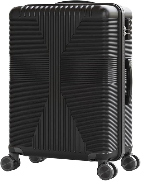 Karl home 24" Check-in Luggage, PP Hardside Checked Medium Suitcase with Wheels, Waterproof Durable Rolling Luggage with Built-in Lock for Travel Business, Black