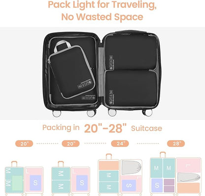 Cambond Compression Packing Cubes for Travel Women - Expandable Travel Bags Luggage Organizers Travel Essentials Compression Cubes for Travel Carry on Suitcases Organizer