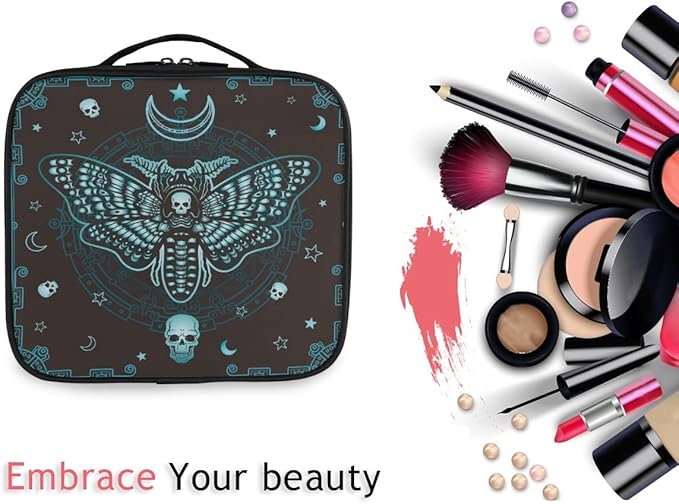 MNSRUU Women Makeup Bag Butterfly Skull Mysticism Makeup Bag Organizer Travel Cosmetic Bag for Teenage Girl Clear Make Up Bags with Zipper