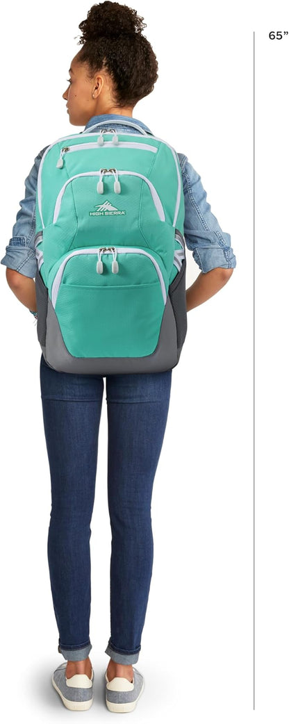 High Sierra Swoop SG Backpack, Travel or Work Laptop Bookbag with Drop Protection Pocket, and Tablet Sleeve, One Size, Aquamarine