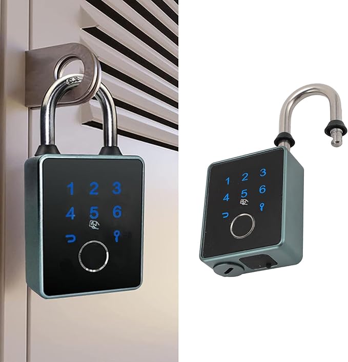 Fingerprint Padlock, Smart Padlock with Keyless Biometric, APP Control & Key Backup, Outdoor Heavy Duty Locker Lock for Gym Locker, Door, Luggage, Suitcase, Backpack