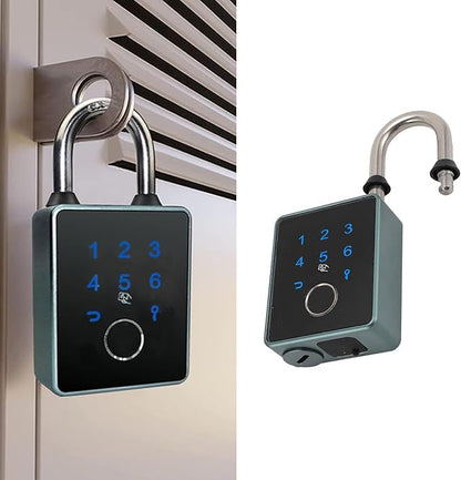 Fingerprint Padlock, Smart Padlock with Keyless Biometric, APP Control & Key Backup, Outdoor Heavy Duty Locker Lock for Gym Locker, Door, Luggage, Suitcase, Backpack