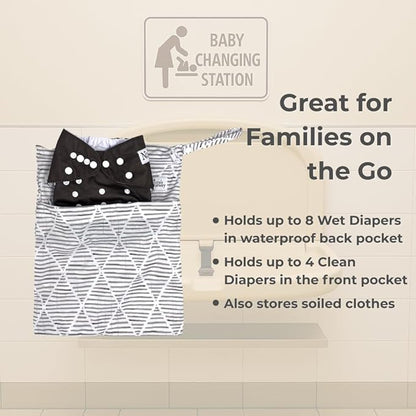 Nora's Nursery Wet Dry Bags with Two Zippered Pockets - Reusable and Washable Wet Bag for Swimming, Travel, Beach, Pool, Daycare, Cloth Diapers, Toiletries and Swimsuits - 11x15 - Boho - 2 Pack