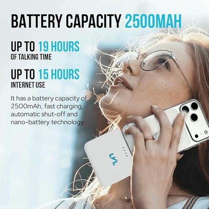 Spark Portable Charger for iPhone 17/16/15 USB C 2500mAh Power Bank with LED Indicators 2.4A Fast Charging Mini Portable Charger with Pass Through Technology LVL 25 (White)