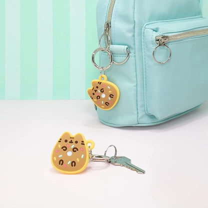 iFace x Pusheen Café Series Silicone Protective Cover [ Compatible with Apple AirTag][Cute Character Case] [Carabiner Keychain Clip Included] - Donut