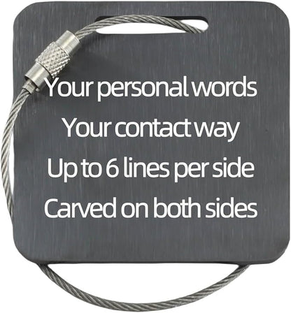 Durable Personalized Luggage Tags for Suitcases,Cruise Essentials Travel Tags for Luggage,Travel Bag Labels,Travel Essentials Heavy-Duty Stainless Steel Black Square Suitcases Tags no icon