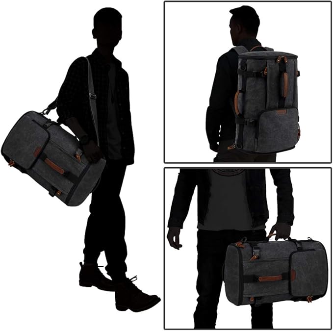 G-FAVOR Travel Backpack for Men, 40L Flight Approved Carry On Backpack, Water Resistant Canvas Weekender with 17.3" Laptop Sleeve, Convertible Duffel Bag for Airplane, Business & Travel