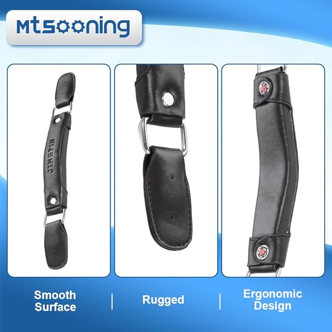 Mtsooning 2PCS Luggage Handle,150mm Leather Pull Handle Grip, Brown Suitcase Handle Carry Strap Replacement Part for Luggage Suitcase Box Black Tone