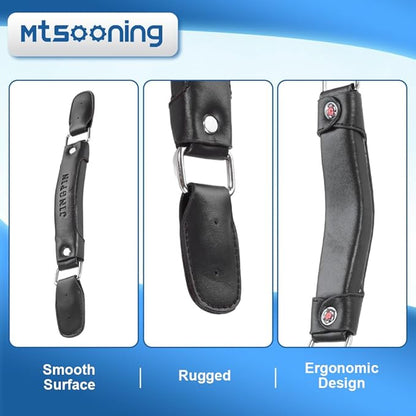 Mtsooning 2PCS Luggage Handle,150mm Leather Pull Handle Grip, Brown Suitcase Handle Carry Strap Replacement Part for Luggage Suitcase Box Black Tone