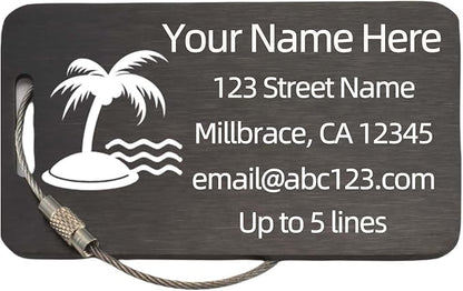 Sturdy and Durable Personalized Luggage Tags for Suitcases,Cruise Essentials Travel Tags for Luggage,Travel Bag Labels,Heavy-Duty Stainless Steel Black Rectangular Horizontal Suitcases Tags