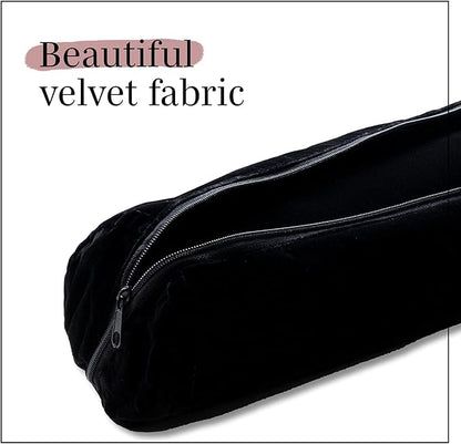 Novel Box Black Velvet Bangle/Bracelet/Watch Roll 12.25x3x3 Inches with Matching Zipper Pouch - Portable Organizer Pouch with Removable Roll Insert for Travel, Retail & Personal Use