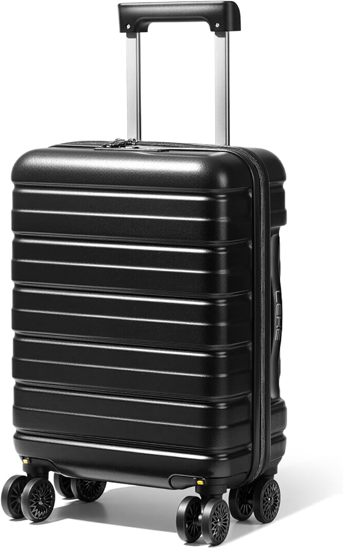 Lekesky 16 Inch Underseat Carry On Luggage Airline Approved, Small Hard Shell Suitcase with TSA Lock Spinner Wheels, Lightweight Personal Item Carry-On for Travel, Black