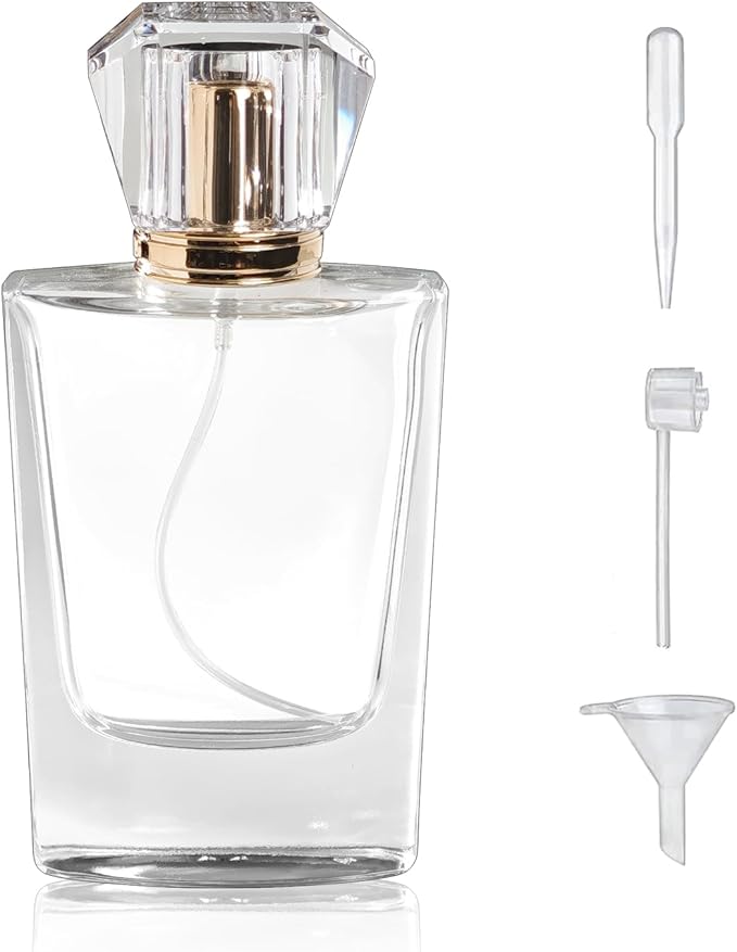 50ml/1.7 Oz Glass Spray Bottle Perfume Atomizer,Empty Refillable Perfume Spray Bottle with 3 Kinds of Dispenser (A6)