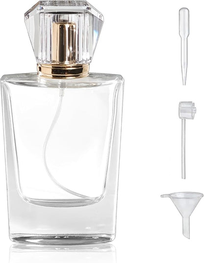 50ml/1.7 Oz Glass Spray Bottle Perfume Atomizer,Empty Refillable Perfume Spray Bottle with 3 Kinds of Dispenser (A6)