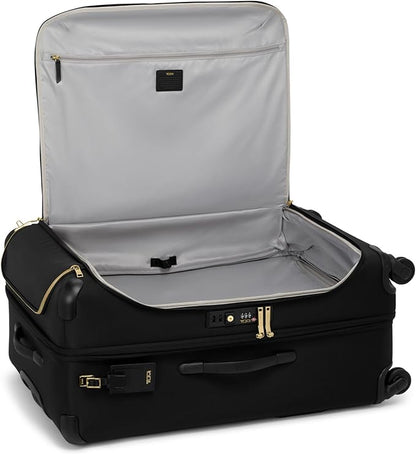 TUMI - Voyageur Leger 4 Wheeled Luggage - Women's Lightweight and Spacious, Sleek Silhouette, Durable Premium Suitcase - 26" Short Trip Expandable Packing Case, Black with Gold Hardware