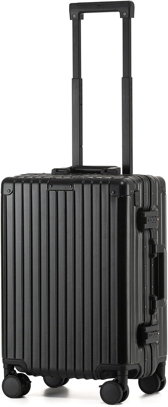 20 Inch Aluminum Frame Carry On Luggage 22x14x9 Airline Approved with Spinner Wheels,Zipperless Hard Shell Small Rolling Suitcases with TSA Approved USB Port,Cup & Phone Holder,Black