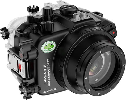 Sea Frogs Underwater Camera Case Compatible with Sony A7C-II for FE 90mm F2.8 Macro G OSS IPX8 40m/130ft Maximum Diving Depth A7C-2 Waterproof Camera Housing for Diving, Surfing, Rowing