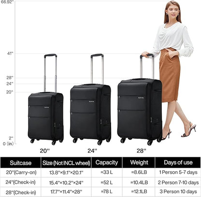 Hanke 20 Inch Expandable Carry On Luggage 22x14x9 Airline Approved Softside Suitcases with Wheels Lightweight Travel Luggage Rolling Suitcase with Lock for Men and Women.(Dark Gray)