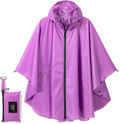 Fashion Hooded Rain Poncho Waterproof Raincoat Jacket with pocket for Women/Men/Adult