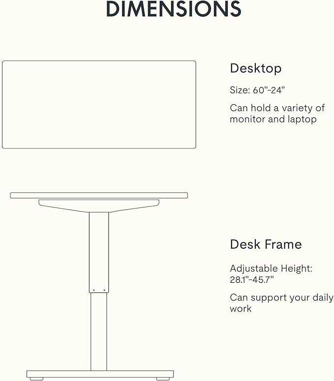 FLEXISPOT EN1 One-Piece Standing Desk with 1-Inch Thick Desktop, 60"x24" Electric Height Adjustable Desk for Home Office & Multi-Device Workstations, Maple