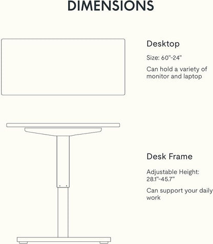 FLEXISPOT EN1 One-Piece Standing Desk with 1-Inch Thick Desktop, 60"x24" Electric Height Adjustable Desk for Home Office & Multi-Device Workstations, Mahogany