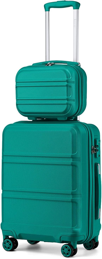 Kono Carry On Luggage Set Airline Approved Lightweight PC+ABS Carry On Suitcase with TSA Lock Spinner Wheels Durable Luggage Hardside Turquoise