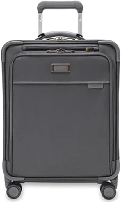 Briggs & Riley Global 21" Carry On Expandable Spinner - Luggage for Travel, Suitcases with Wheels, Softside Rolling Bag for Men & Women, Self-Repairing Zipper - Baseline Collection, Steel Gray