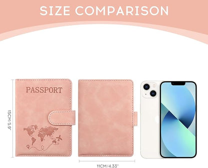 ILIYAH-Passport Cover-Passport Holder Travel Wallet-RFID Blocking Passport Case Travel Accessories Card Holder Wallet Unisex Travel Gifts(Pink)