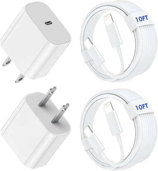 3Pack iPhone Fast Charger[Apple Mfi Certified],10FT iPhone Charger Fast Charging USB C to Lightning Cable with Type C Charger Block Fast Charging Adapter for iPhone 14 13 12 11 Pro Max X Xs Max 8Plus