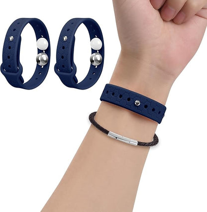 Motion Sickness Bands Sea Sickness Wristbands Anti Nausea Wristband Nausea Bands for Morning Sickness Relief Sea Bands for Motion Sickness Bracelet Cruise(1 Pair Dark Blue)