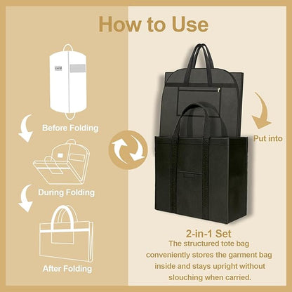 CYD Dress Storage Bags with Shoe Pockets and Scent Card, 54" Garment Bags for Hanging Clothes, Breathable Covers for Women’s Dresses, Coats and Occasionwear, Durable and Dustproof, Black, 2 Pack