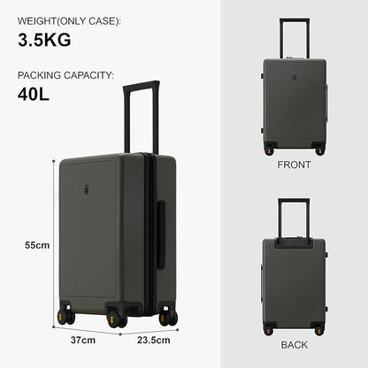 LEVEL8 Elegance Carry-on Suitcase, 20 Inch Carry on Luggage, Hardside Large Suitcases with Wheels, Tavel Bag with Tsa Lock, Olive Green