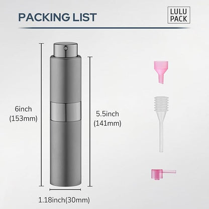 Perfume Atomizer Refillable Travel Bottle: Cologne Portable Sprayer for Men - Mini Spray Empty for Refill - 1oz Large Size Grey