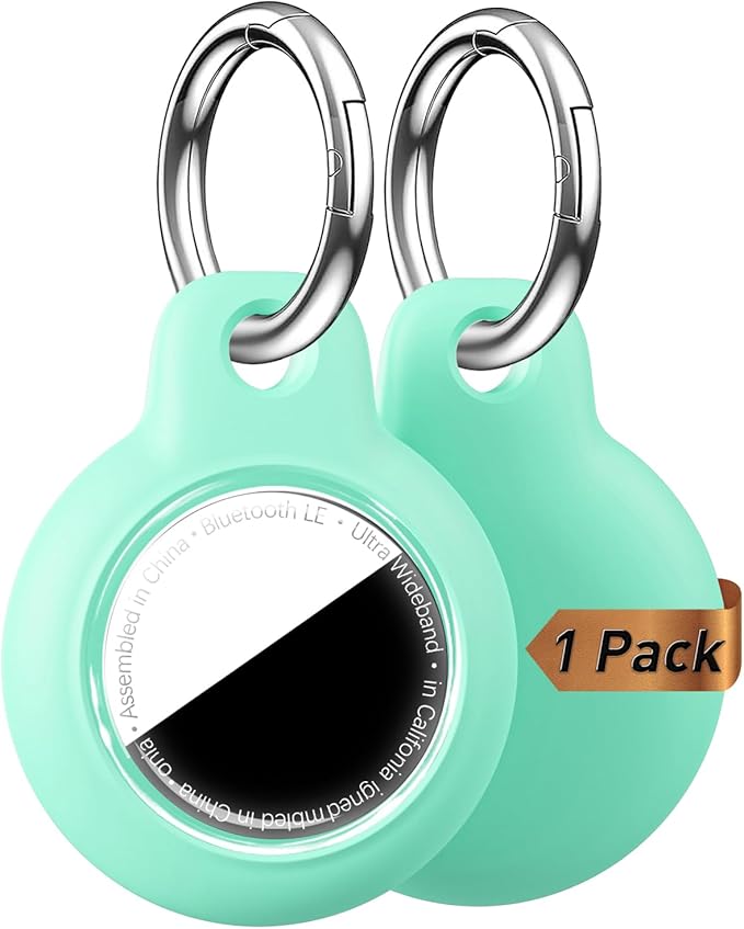 [1-Pack] Upgrade for Airtag Case, Waterproof & Shockproof Cover with Keychain for Apple for AirTag, Anti-Scratch Tracker Accessory for Backpack, Bag, Luggage (Green)