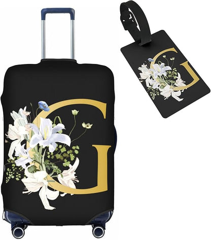 Decorative G Suitcase Protectors Elastic Washable Luggage Covers With Concealed Zippers For 18-32 Inch Luggage (Size L: Fits 25-28 Inch)