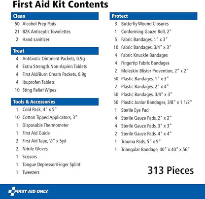 First Aid Only 313 Piece Home & Go Emergency First Aid Kit (91081)