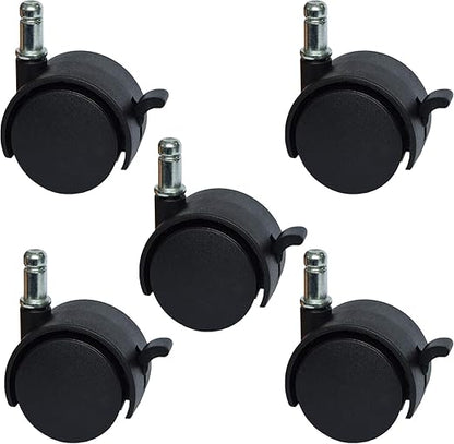 MySit 2" Replacement Office Chair or Stool Caster Wheels - with Brake (Set of 5)