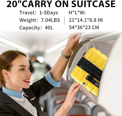 EMPSIGN Carry On Luggage with Spinner Wheels, Hard Shell Carry-On Expandable Suitcase 21x14x9 Airline Approved & Built-in TSA Lock, Durable Travel Rolling Suitcase, Carry-On 20-Inch, Yellow