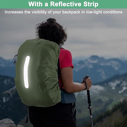 Waterproof Backpack Rain Cover Waterproof Backpack Cover, Bag Rain Cover with A Vertical Reflective Strap for Hiking/Biking/Camping/Outdoor Traveling