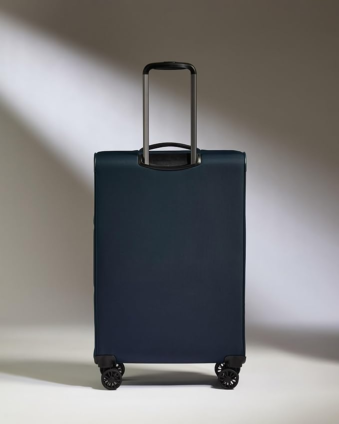 ANTLER - Soft Stripe Medium Luggage - 27" Softside Suitcase, Adjustable Handle, 4 Spinner Wheels, Lightweight, Expandable, TSA Lock - Recycled Polyester Luggage - 71cm, Indigo Blue