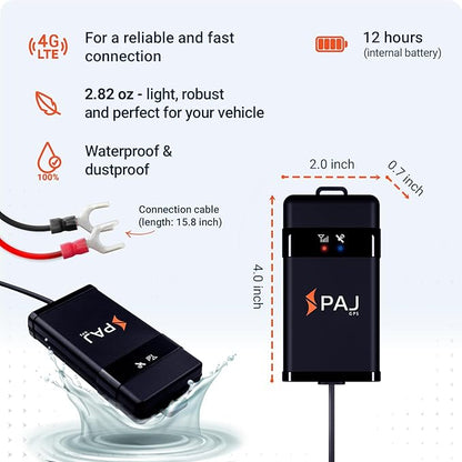 PAJ GPS Vehicle Finder 4G 2.0 - Real-Time GPS Tracker Device for Car, Motorcycles, Trucks, Bike - Direct Connection to Vehicle Battery (9-75V) - Tracking Devices with Alerts - Subscription Required
