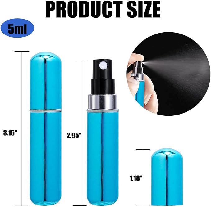 Perfume Travel Refillable Atomizer, 10Pcs Mini Perfume Atomizer Refillables, Scent Pump Case, Small Perfume Spray (5ml)