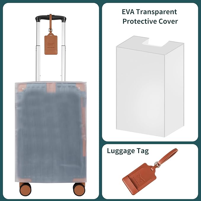 22x14x9 Airline Approved Vintage Style Carry On Luggage with Backpack Sets, ABS+PC Hardshell Small 20 inch Retro Suitcase with Protective Cover & Tag (Teal Blue, 20in/BP/TB)