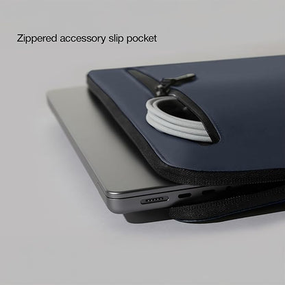 Incase Compact Laptop Sleeve with Flight Nylon - 14-inch MacBook/Laptop & iPad/Tablet Sleeve - Faux Fur Lining, Lightweight, Durable, Weather Resistant, Slip Pocket for Accessories - Navy