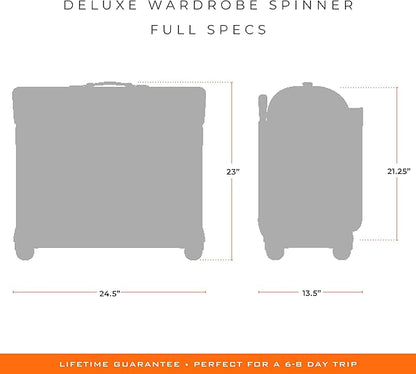 Briggs & Riley Deluxe Wardrobe Spinner - Checked Luggage for Travel, Suitcases with Wheels, Softside Rolling Bag for Men & Women, Built in Hook for Clothes - Baseline Collection, Black
