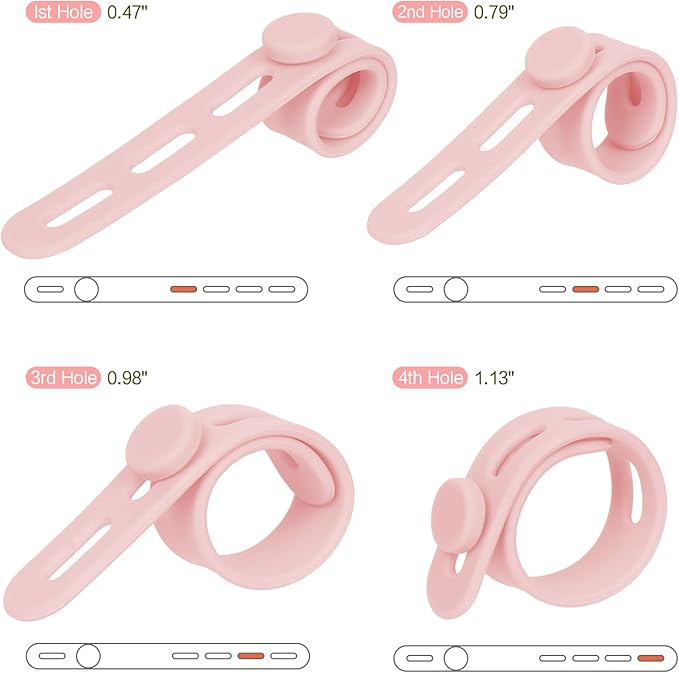 Donruby 24Pcs Silicone Cable Ties - Reusable & Washable with Locking Buckle Design, Adjustable Fastening Cable Straps, Multi-Purpose High Elasticity Cord Organizer (Pink)